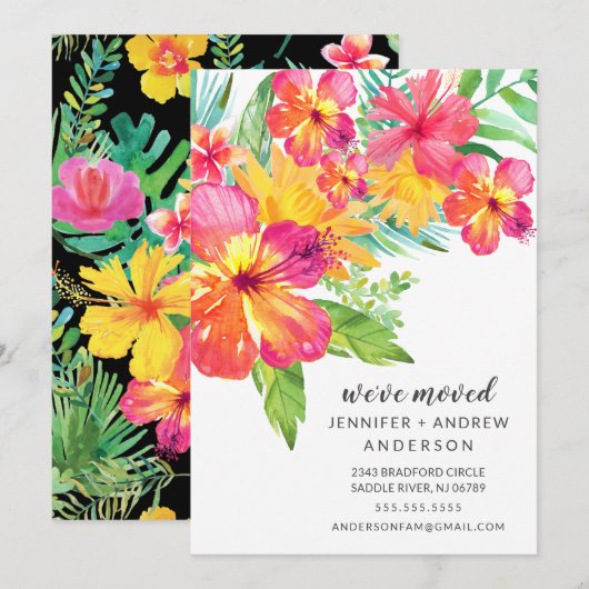 Hibiscus tropical Faire-part de mouvement floral (Devant / Derrière)