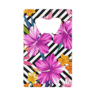 Hibiscus tropical, feuilles de palmiers, géométriq