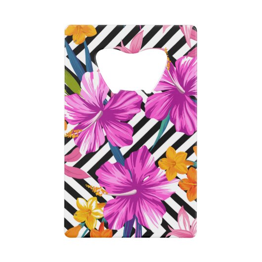 Hibiscus tropical, feuilles de palmiers, géométriq (Devant)