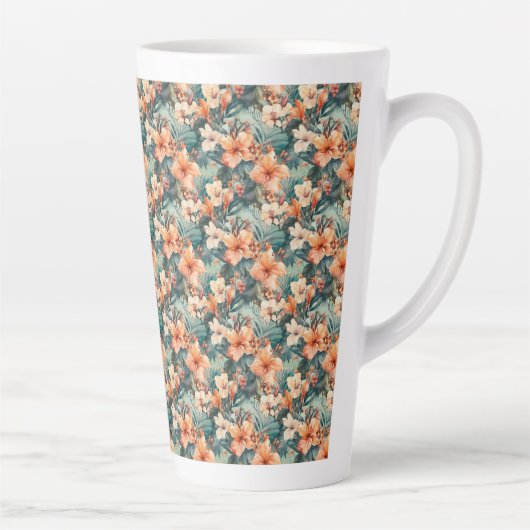 Hibiscus Tropical Gras Imprimer Mug Latte En Céram (Droite)