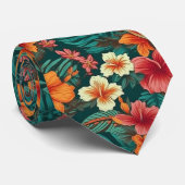 Hibiscus tropical Hawaï Cravate à deux côtés (Roulé)