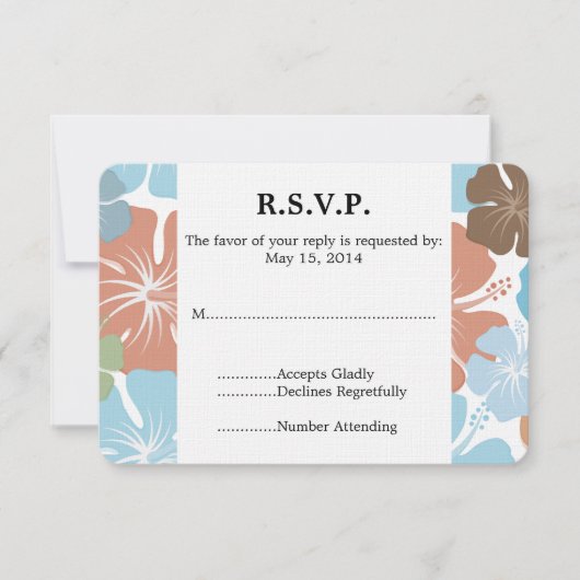 Hibiscus Tropical Hawaiian Fleurs Mariage RSVP (Devant)