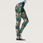 Hibiscus tropical imprimé floral avec perroquet de<br><div class="desc">Sortez avec élégance avec ces leggings super mignons avec un motif de fleurs d'hibiscus tropicaux surligné de perroquets rouges. Idéal pour passer une nuit à l'extérieur,  faire de l'exercice à la salle de sport ou des vacances à la plage tropicale.</div>