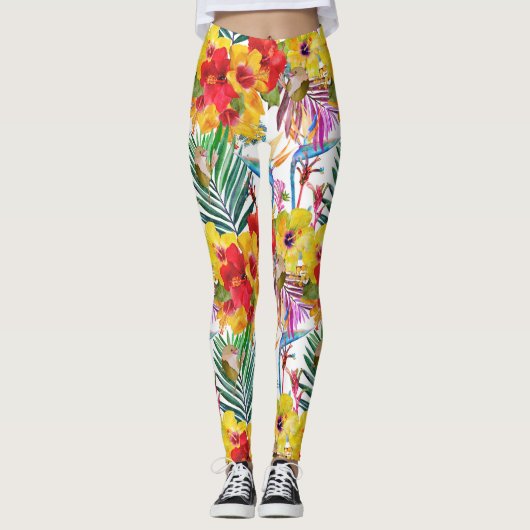 Hibiscus tropical Leggings Motifs d'été (Devant)