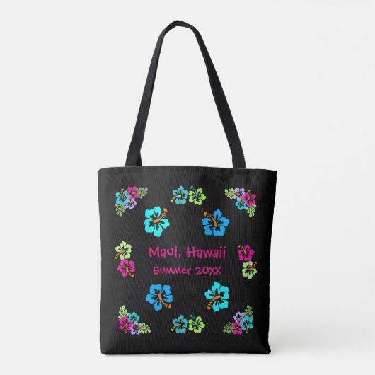 Hibiscus Tropical Noir - Sac Cabas (Dos)