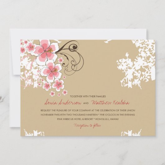Hibiscus tropical Pink Luau Beach Invitation de ma (Devant)