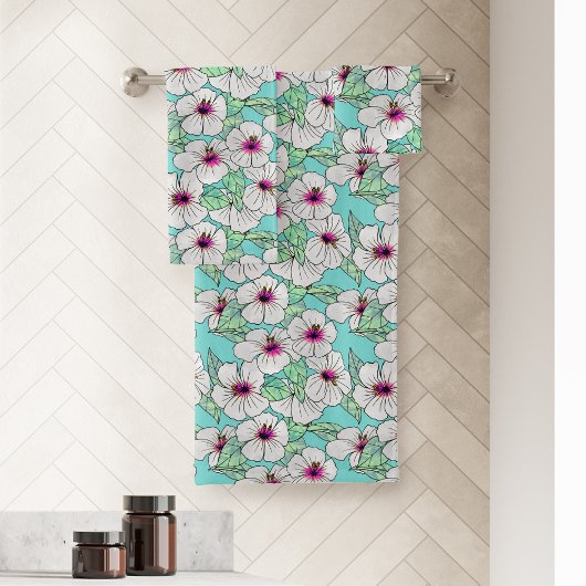 Hibiscus tropical rose et blanc Motif floral