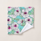 Hibiscus tropical rose et blanc Motif floral (Gant de toilette)