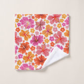 hibiscus tropical - rose et orange (Gant de toilette)