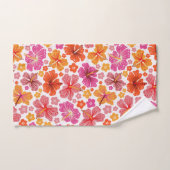 hibiscus tropical - rose et orange (Serviette à main)