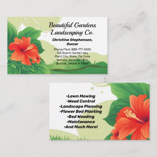 Hibiscus Tropisch Landschap Gazonverzorging Landsc Visitekaartje (Voorkant / Achterkant)