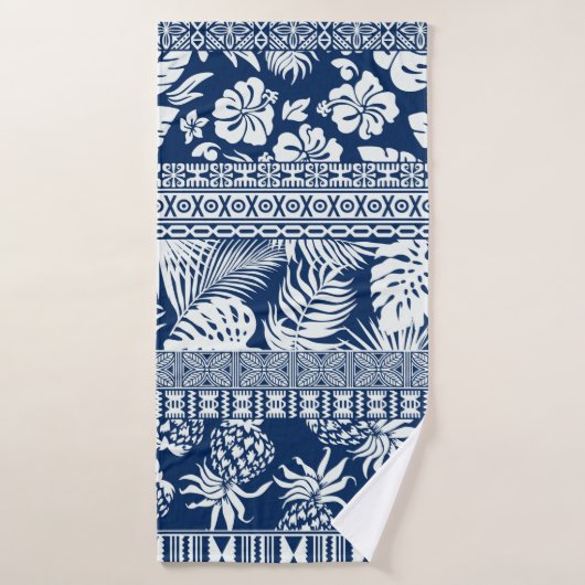 Hibiscus tropische bladeren hawaiian ornament wall badhanddoek (Badhanddoek)