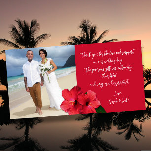 Hibiscus Trouwfoto Budget Bedankkaartjes Bedankkaart