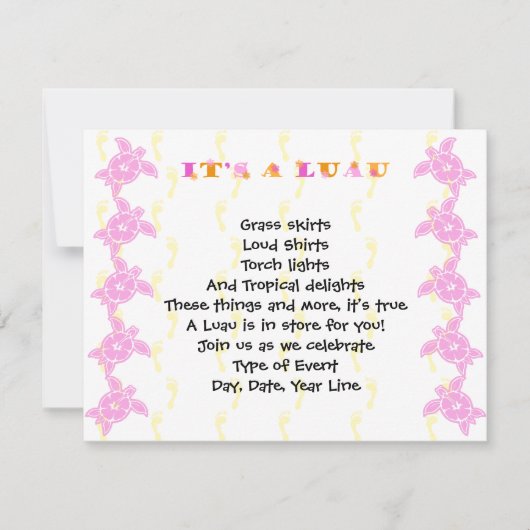 Hibiscus Turtle Luau Party Invitation (Devant)