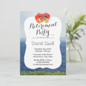 Hibiscus & Ukulele Beach Retirement Party Kaart (Staand voorkant)