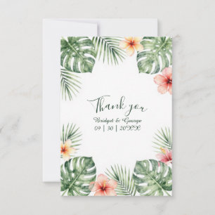 Hibiscus Vintage Hawaï Bloemige Tropische Bruiloft Bedankkaart
