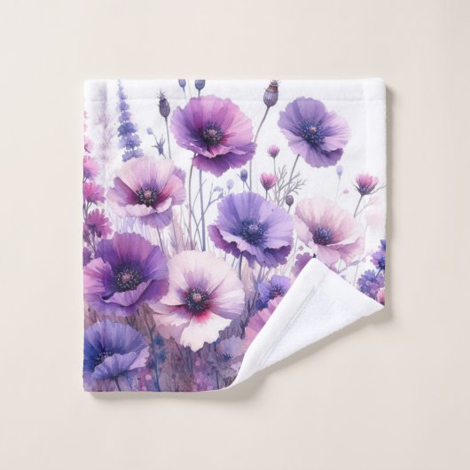 Hibiscus violet aquarelle florale (Gant de toilette)