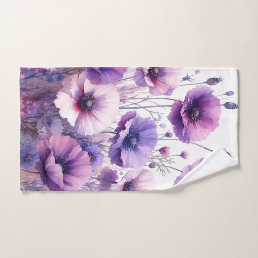 Hibiscus violet aquarelle florale (Serviette à main)