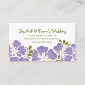 Hibiscus violet Mariage Table Cartes de place (Dos)