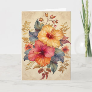  Hibiscus Waterverf Illustratie Groet Kaart