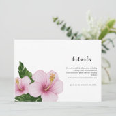  Hibiscus Wedding Details Card Kaart (Staand voorkant)