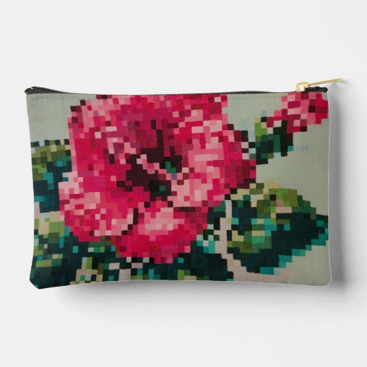 Hibiscus zachte pastelbloem pixel art etui (Achterkant)