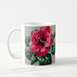 Hibiscus zachte pastelbloem pixel art koffiemok