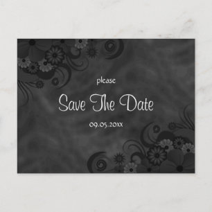 Hibiscus Zwart Bloemen Gothic Save The Date Briefk Aankondigingskaart