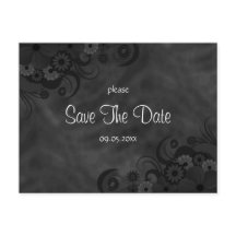 Hibiscus Zwart Floral Gothic Save The Date Cards