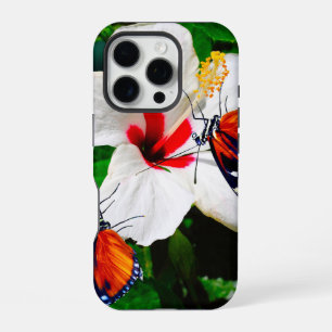 Hibiscusbloem met 2 tijger longwing vlinders iPhone 16 pro hoesje