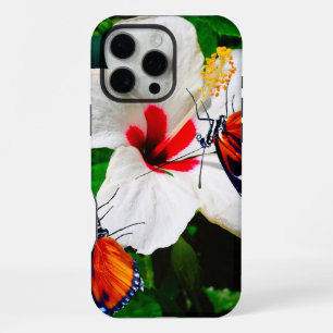 Hibiscusbloem met 2 tijger longwing vlinders iPhone 16 pro max hoesje
