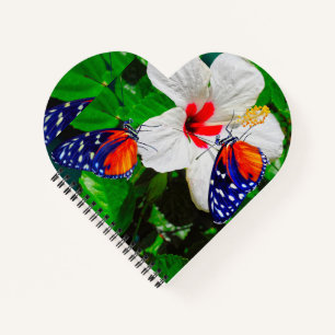 Hibiscusbloem met 2 tijger longwing vlinders notitieboek