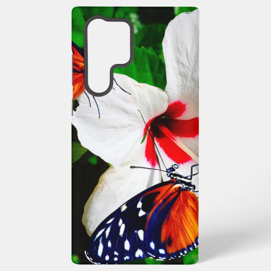Hibiscusbloem met 2 tijger longwing vlinders samsung galaxy hoesje (Achterkant)