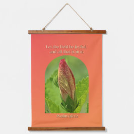 Hibiscusbloem met dauwdruppels en Bijbelvers Hangend Wandkleed