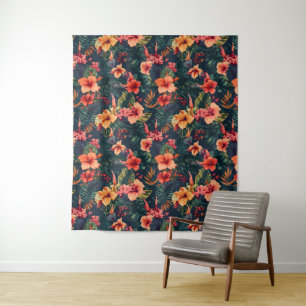 Hibiscusbloemen, een tropisch bloemmotief wandkleed