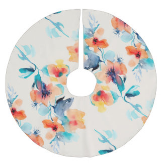 Hibiscusbloemen: Waterverf illustratiepatroon Kerstboom Rok