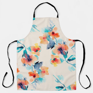 Hibiscusbloemen: Waterverf illustratiepatroon Schort