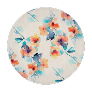 Hibiscusbloemen: Waterverf illustratiepatroon Snijplank