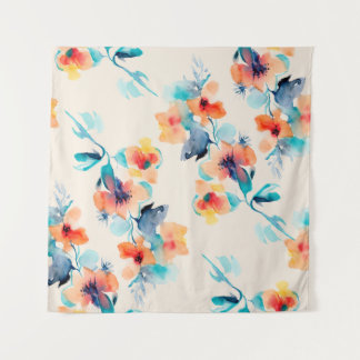 Hibiscusbloemen: Waterverf illustratiepatroon Wandkleed