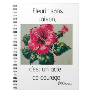 Hibiscusroos in delicate pixels notitieboek