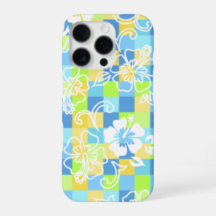 Hibiscusruitpatroon met dambordmotief Hawaiaanse b iPhone 16 Pro Hoesje