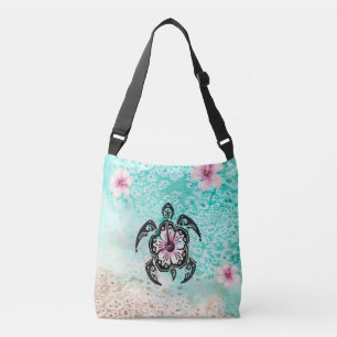 hibiscusschildpad crossbody tas