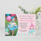 hibou 1er anniversaire Invitations avec photo Turq (Debout devant)