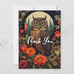 Hibou à la nuit avec un Merci de Pleine lune