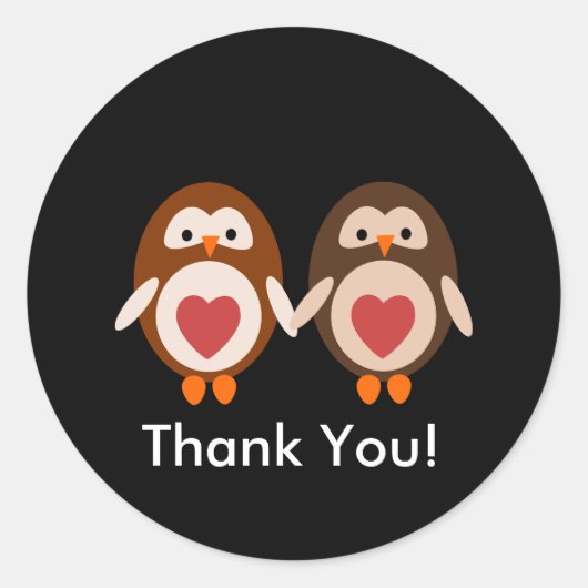 Hibou amour merci autocollant pour la carte (Devant)