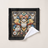 Hibou arc-en-ciel Art Déco (Gant de toilette)