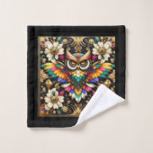 Hibou arc-en-ciel Art Déco (Gant de toilette)