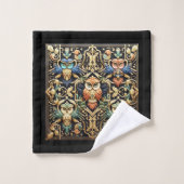 Hibou arc-en-ciel Art Déco (Gant de toilette)