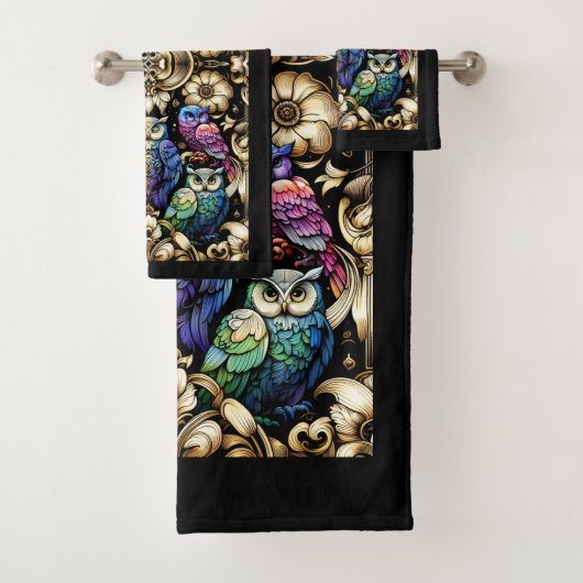 Hibou arc-en-ciel Art Déco (En situation)