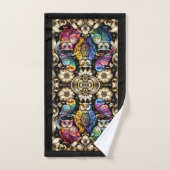 Hibou arc-en-ciel Art Déco (Serviette à main)